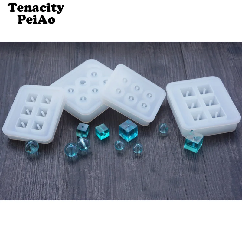 Прозрачный прямоугольная силиконовая форма для бусин квадратный мяч 6 отверстия