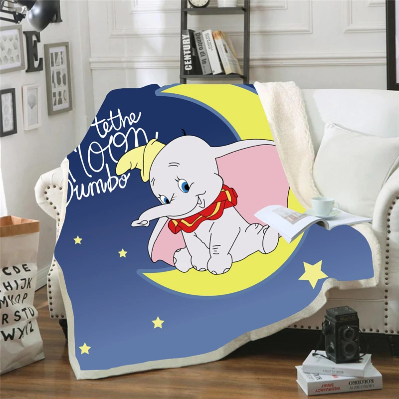 Disney мультфильм розовый синий Дамбо кашемировое одеяло покрывало фланель шерпа