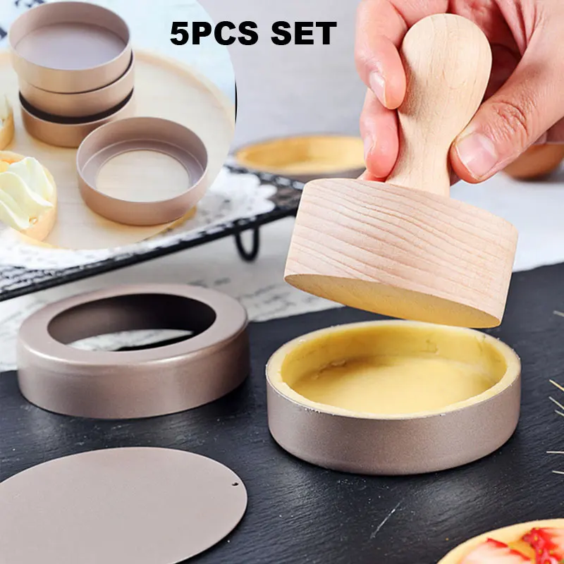 

Mini Egg Tart Loose Bottom baking dishes Tool Wood Tart Tamper Wooden Pastry Pusher Pastry Egg Tart Pusher Mini Pie Dessert Mold