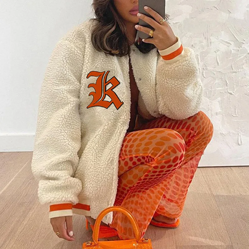 Женская бейсбольная куртка с длинным рукавом куртка-бомбер большого размера