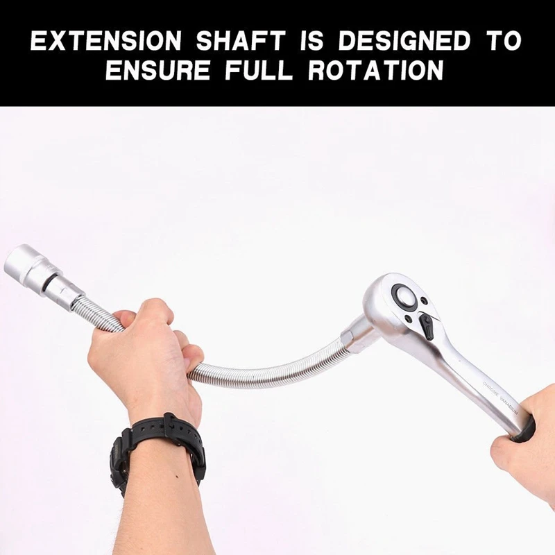 

3-Piece Flexible Socket Extension Bar Set 1/2 1/4 3/8 Drive 10 inch 8 inch 6 inch (Flexible Socket Extension)