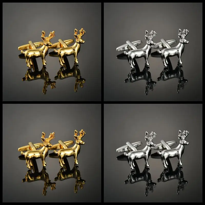 

Fashion deer Cufflinks French long sleeve shirt with studs and Cufflinks