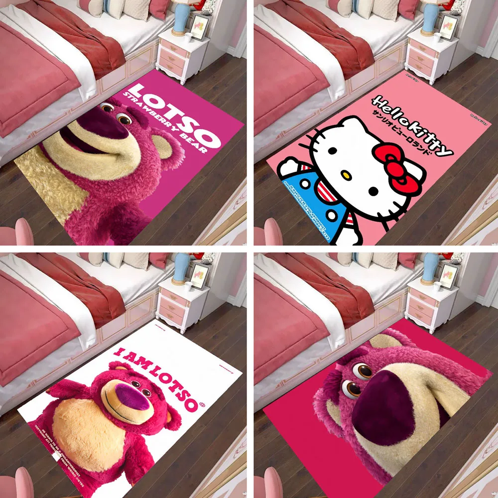 

Pink Bear Kawaii Doormats Kitchen Living Room Carpet Girl Bedroom Indoor Children's Room Yoga Large Size Rug Non-slip Mat Decor