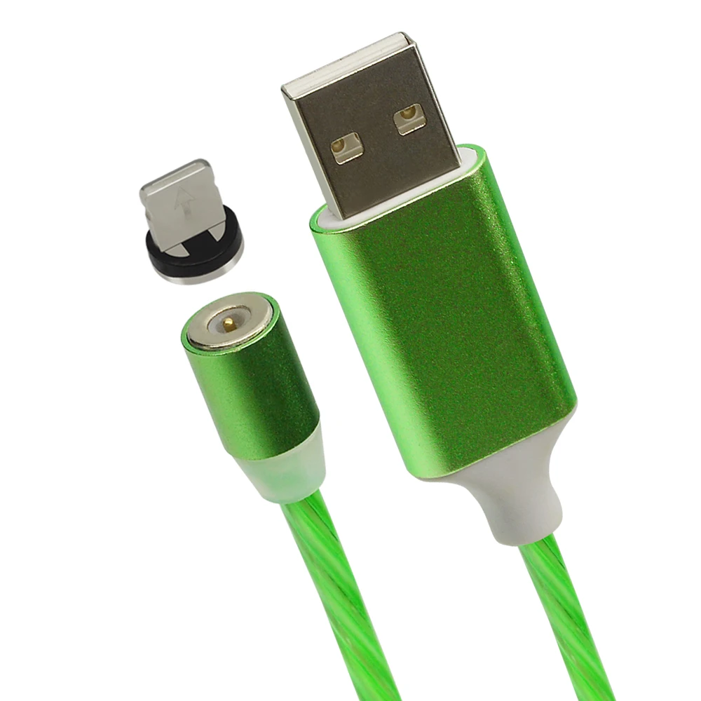 Green For 8 Pin Магнитный светодиодный кабель CHAURE для зарядки mi cro, зарядный usb-кабель для Xiao mi huawei, зарядный кабель для быстрой зарядки T-C, usb-кабель - Цвет: Green For 8 Pin