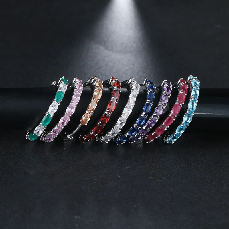 Экопди Мода Винтажные серьги с кубическим цирконием Женские серьги круглые радужные голубые обручи Ювелирные изделия Подарок невесте 2021 Новинка.