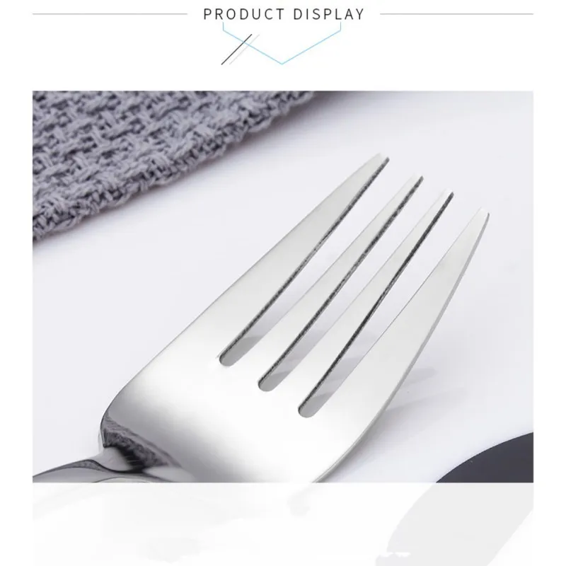 Stainless Steel Cutlery Set Plaid Holding Bag Portable Outdoor Picnic Tableware Fork Knife Spoon Chopsticks Straw Dinner Set