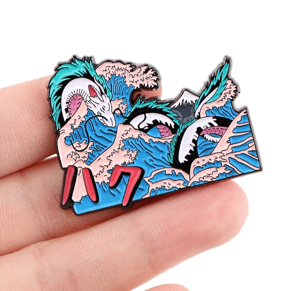 

DZ2172 Japanese Waves Anime Dragon Icons Enamel Pin Brooches for clothes Backpack Collar Hat Badge Lapel Pin Jewelry Gifts
