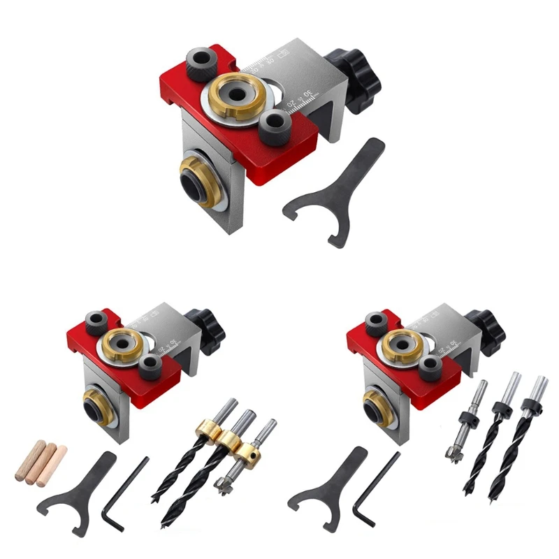 

Dowelling Jig Imperial Dowels Jig Accessories Self Centering Wood Dowel Hole Drilling Guide Woodworking 3-in-1 Tools