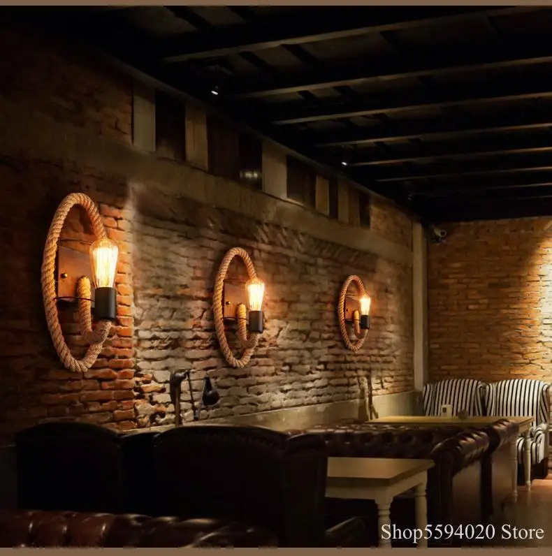 Винтажный светодиодный настенный светильник из пеньки Эдисона для лестницы