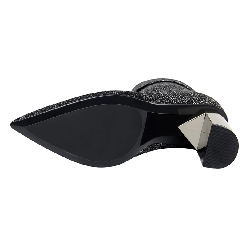 2020 Для женщин фетиш стрейч Вязание ботинки со стельками металлический блок 9 5 см