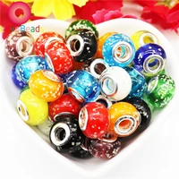 10pcs luminous glass beads lampwork beads round loose beads big hole charms for diy craft jewelry making fit pandora bracelet