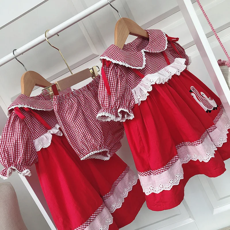 2020 Summer New Arrivals English Wind Ducks Delicate Embroidery Double Dress Little Girls Toddler Girl Holiday | Детская одежда и