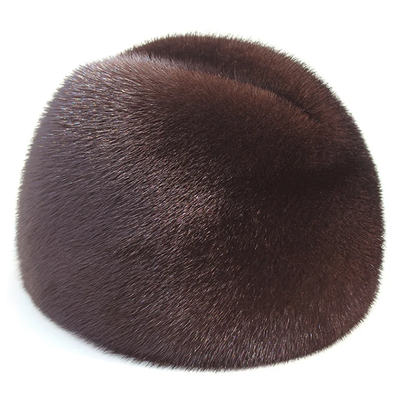 Winter Mink Hat Men's Fur Straw Chapeau Tag Outdoor Hunting Trekking Label Middle-aged And Old People Warm Whole Gentleman's Cap