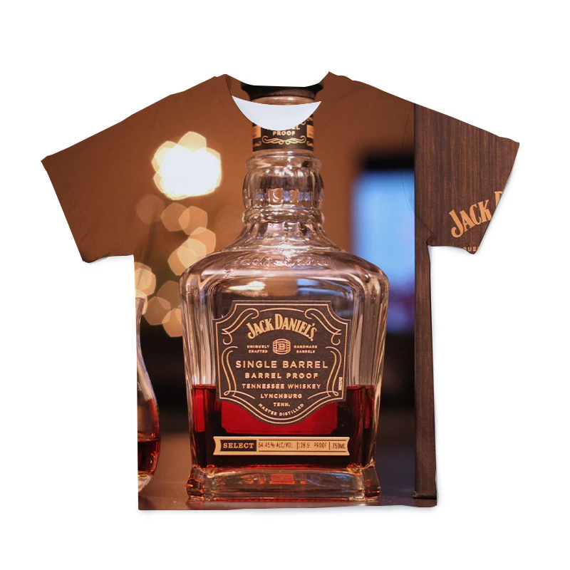 

Summer New 3D Men's Short-sleeved Malt Whiskey Style T-shirt Humorous O-neck T-shirt Men's Large Size Breathable Casual T-shirt