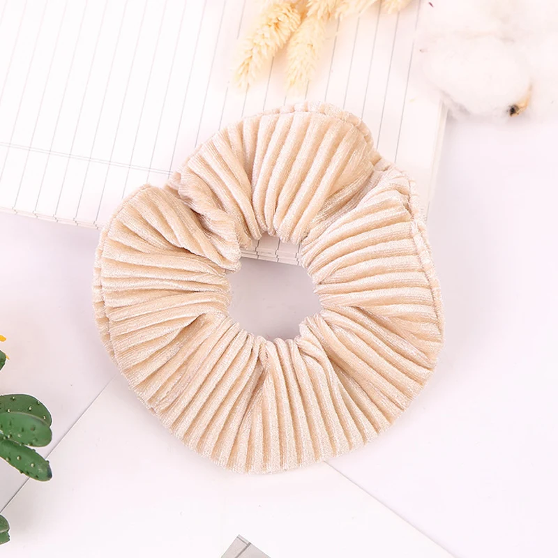 

Women Solid Color Headwear Girls Hair Tie Striped Lady Scrunchies Ponytail Hair Female Holder Rope Soft Velvet Hair Accessories