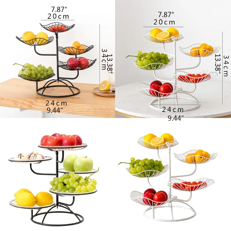 

5 Tier Countertop Fruit Vegetables Basket Iron Snacks Storage Bowl Stand Dessert Holder for Kitchen Dining Room