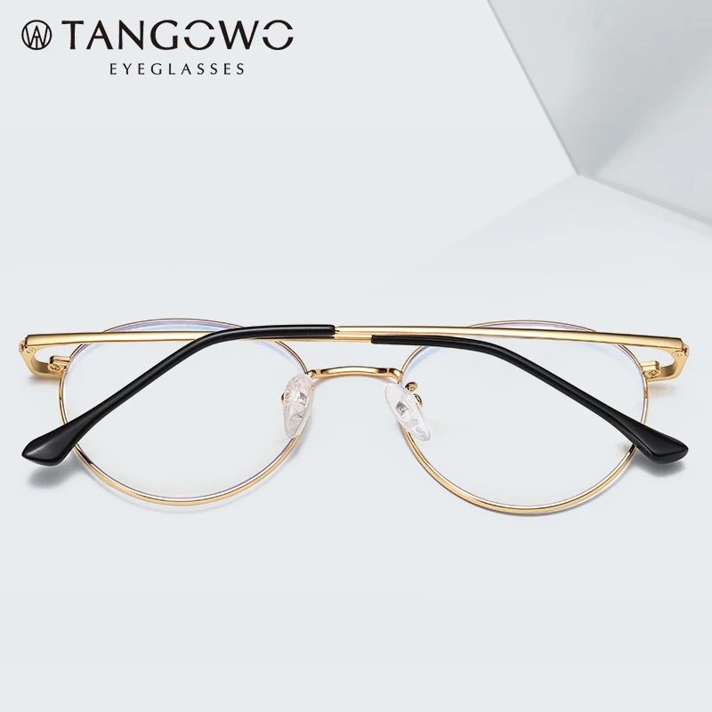 Металлические очки анти синий светильник женские высококачественные круглые