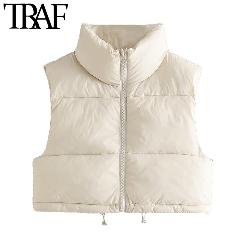 Женский винтажный жилет на молнии с высоким воротником | Женская одежда