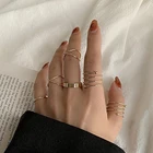 6 шт.компл. панк кольца на палец минималистичные гладкие Золотыечерные геометрические металлические кольца для женщин и девочек ювелирные изделия для вечерние Ринок бижутерия для женщин