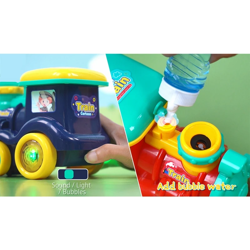 

Bubble Blowing Toy Train with Lights and Sound - Moving Bump and Go Steam Locomotive for Kids for Boys and Girls