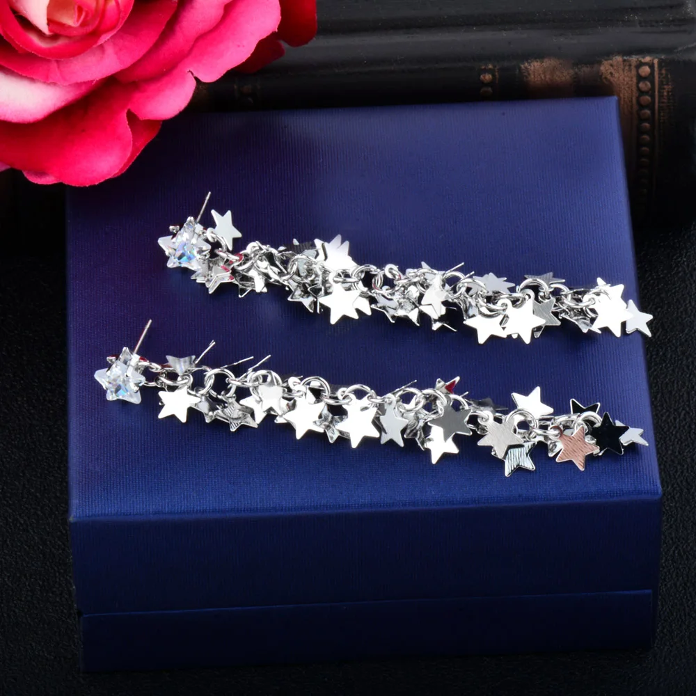 LEEKER винтажные увеличенные длинные серьги кисточки в форме звезды для женщин