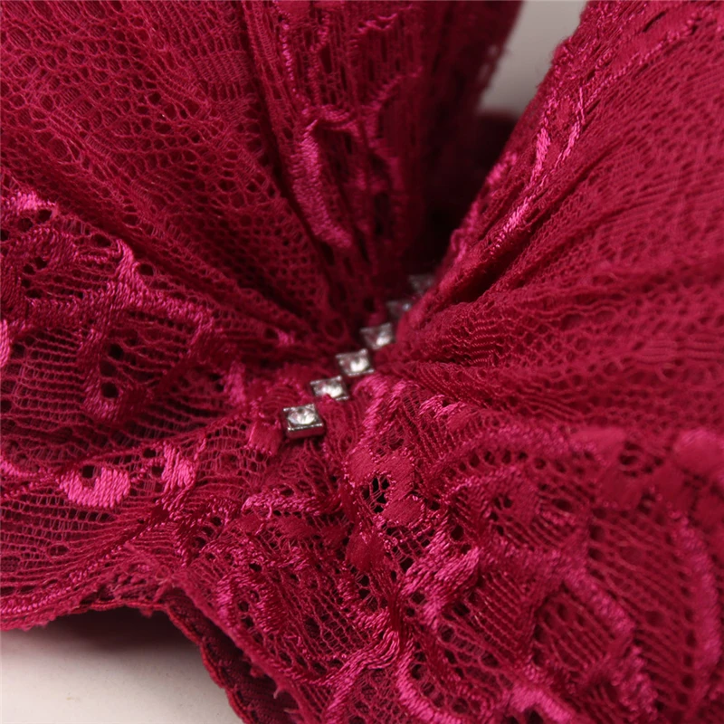 

New 2018 Ladies Big Size 3/4 Cup Lace Push Up Bra Black Bralette Deep V Women's Bras Underwear Lace Large Size dropship