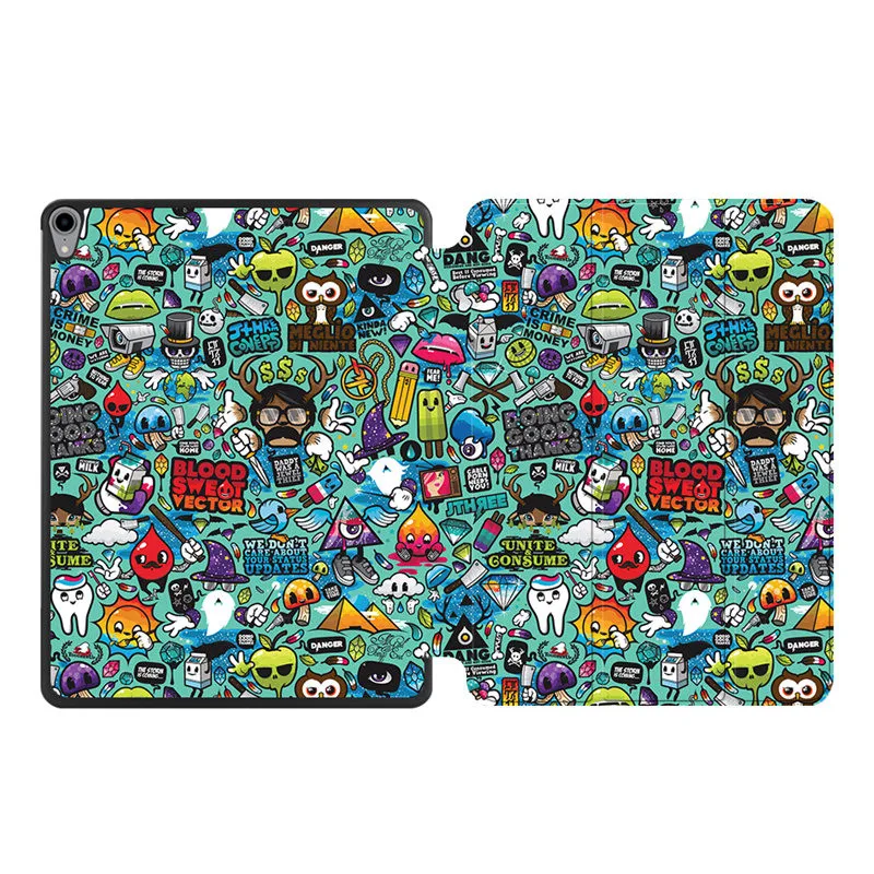 IP01 Чехол MTT для iPad Pro 12,9 дюйма 3rd Gen из искусственной кожи, чехол-подставка с мультяшным граффити, Магнитный смарт-чехол с беспроводной зарядкой - Цвет: IP01