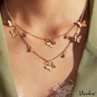 Ожерелье-чокер женское, с бабочками, в богемном стиле, золотого и серебряного цвета, 2020