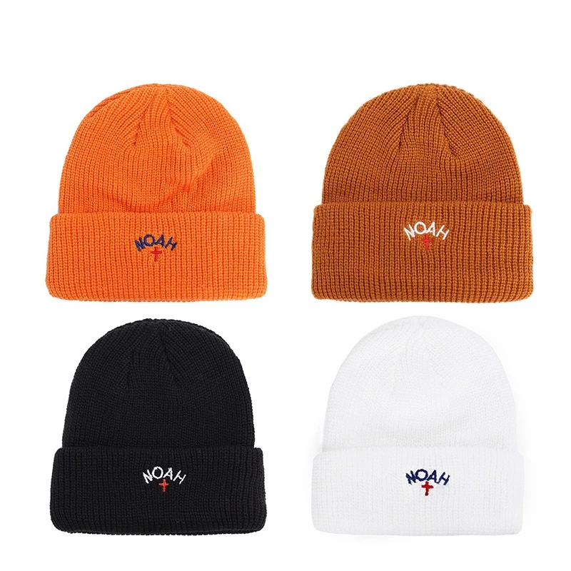 Харадзюку Ноя принт Осень Зима Skullies Hat Модные теплые шапочки шапки повседневные