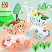 shopping cart kids large supermarket trolley push car toys play role in pretend game basket simulation fruit food pretend play h