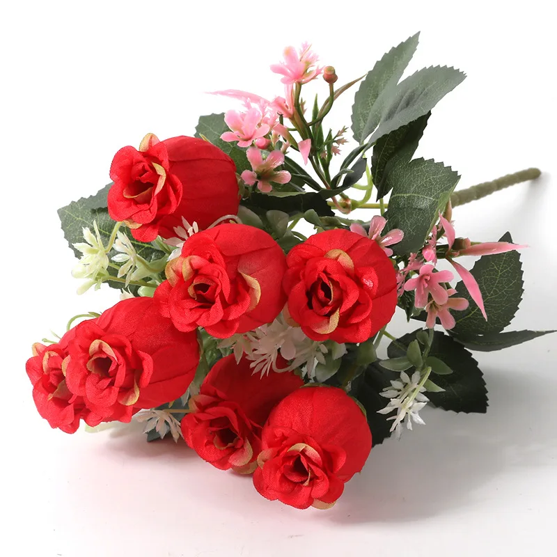 32 см 7 голов шелковые пионы розовые Искусственные цветы букет цветов для дома