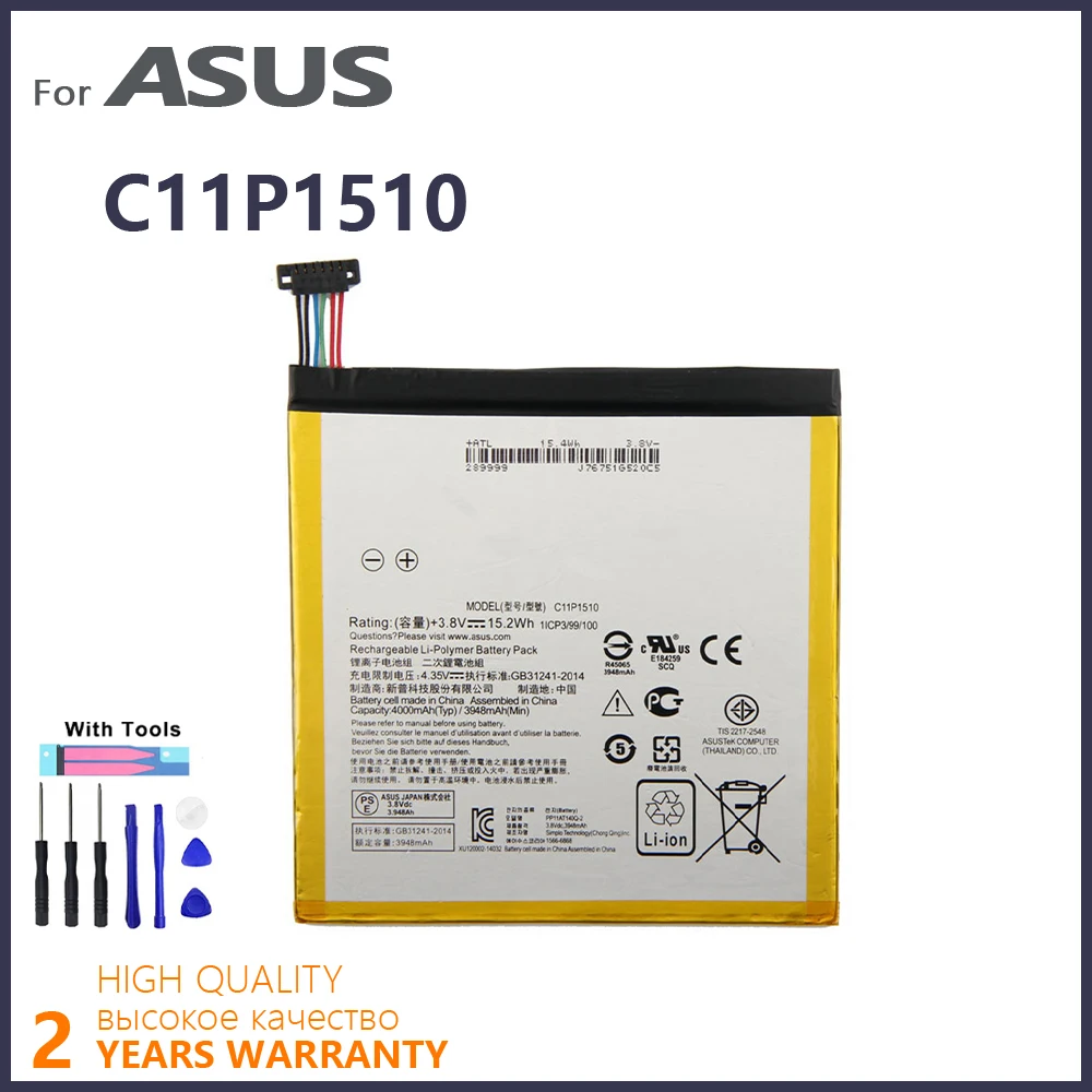

100% Original 4000mAh C11P1510 Tablet Battery For ASUS ZenPad S 8.0 Z580CA High quality Batteries With Tools