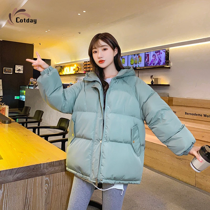 

Cotday Short Cotton Casual Office Lady Student Thick 2020 New Hooded Parka Winter Warm Jacket Oversize Woman Coat Female