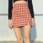 Женская плиссированная юбка в клетку, с высокой талией, Y2k
