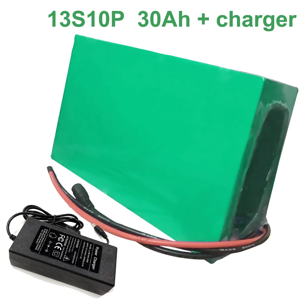 С зарядным устройством 48V 30Ah 13S10P 18650 литий ионный аккумулятор для