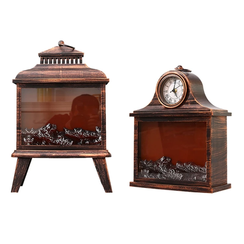 

LED Fireplace Lantern Christmas Halloween Decorative Flameless Lamp Battery USB Operated Table Light Decoration for Indoor Outdo