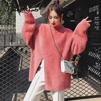 2022 autumn casual soft sweater pullovers warm winter long sleeve split breasted velvet sweater women knitted sweater female