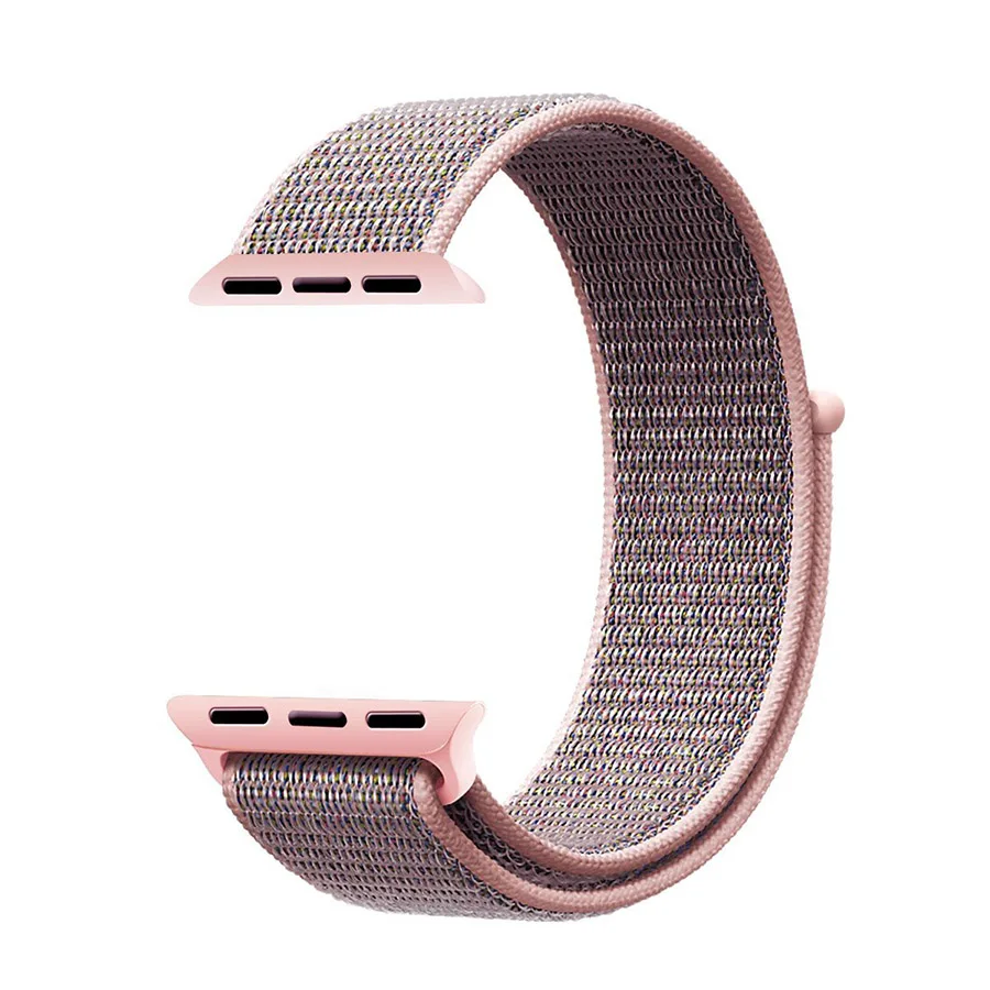 Тканый нейлоновый ремешок для iWatch Apple Watch sport loop bracelet тканевый ремешок 38 мм 42 мм Apple watch band 1 2 3 4 40 мм 44 мм ремешок для часов - Цвет ремешка: Pink Sand