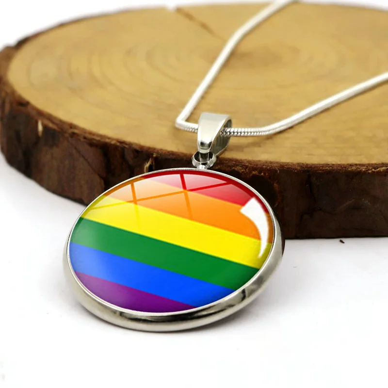 Gay Pride Радужный кабошон с фото стеклянный кулон ожерелье модное ювелирное изделие