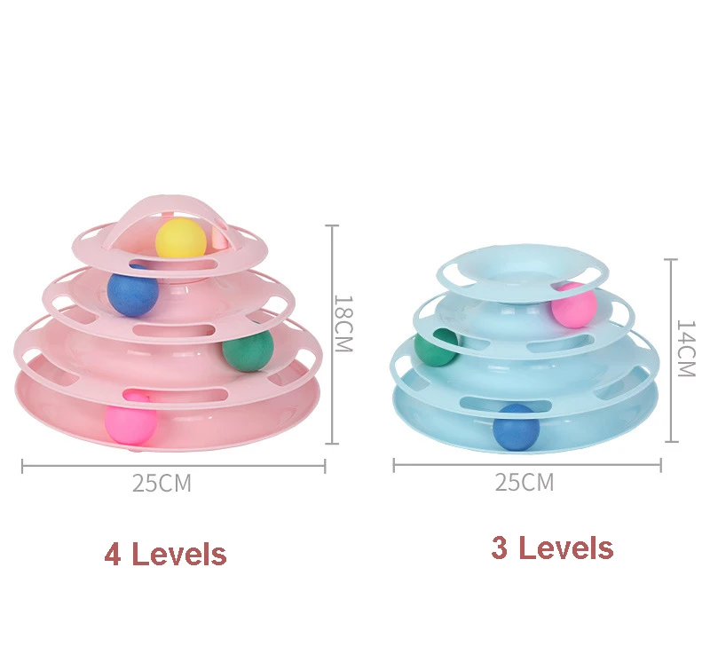 Трехуровневая интерактивная игрушка для кошек IQ Tower teaser Intelligence Amusement Disc Tracks Kitten Cat