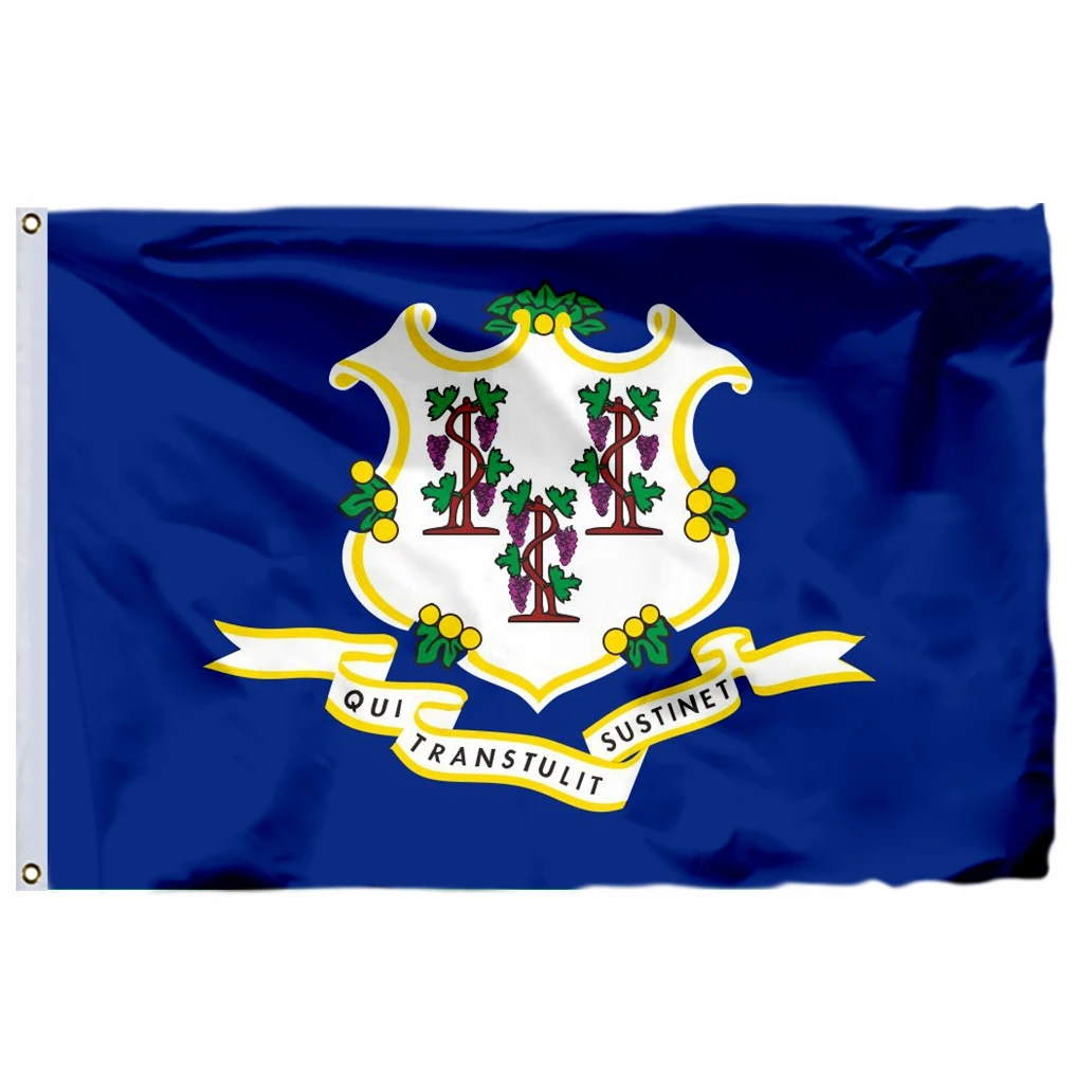 

US State Connecticut Flag 3x5ft America 2x3ft United States Double Stitched High Quality Banner 90x150cm USA For Home Decoration