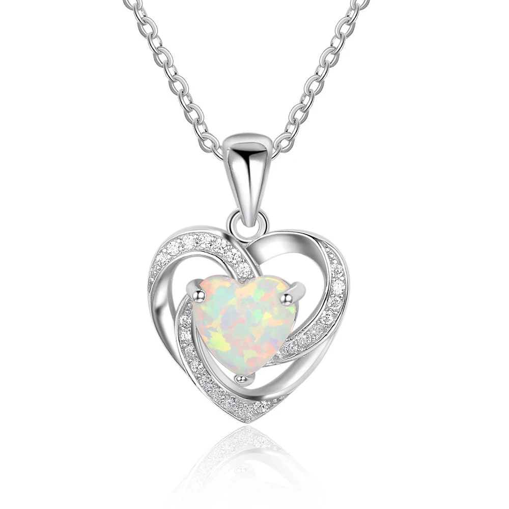 

Подвеска в форме сердца, серебристого цвета, с опалом