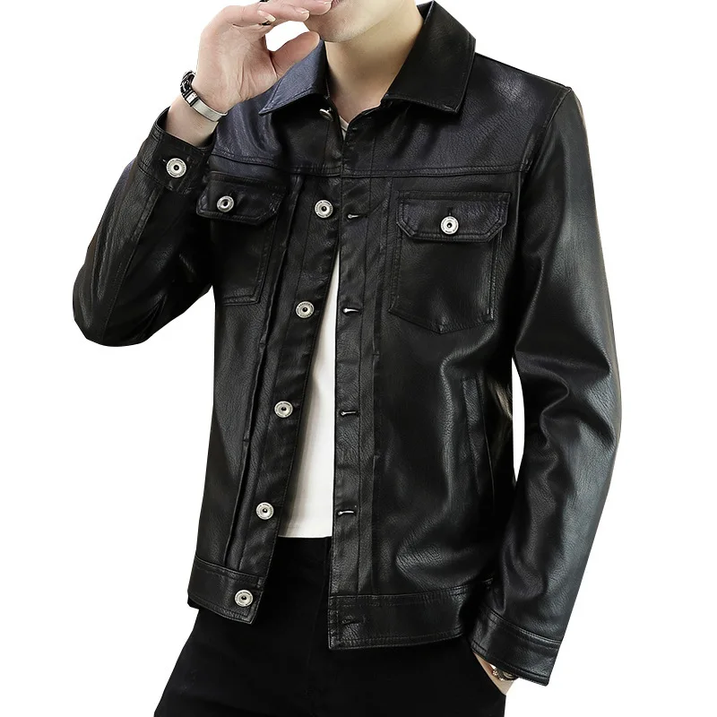 

leather men's clothing Korean version slim and handsome Pu motorcycle clothing soft leather jacket casual coat trend