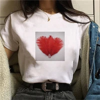 print summer short sleeve tees 90s art tee hipster 2022 low price feathers graphic grunge top streetclothing fashion tees
