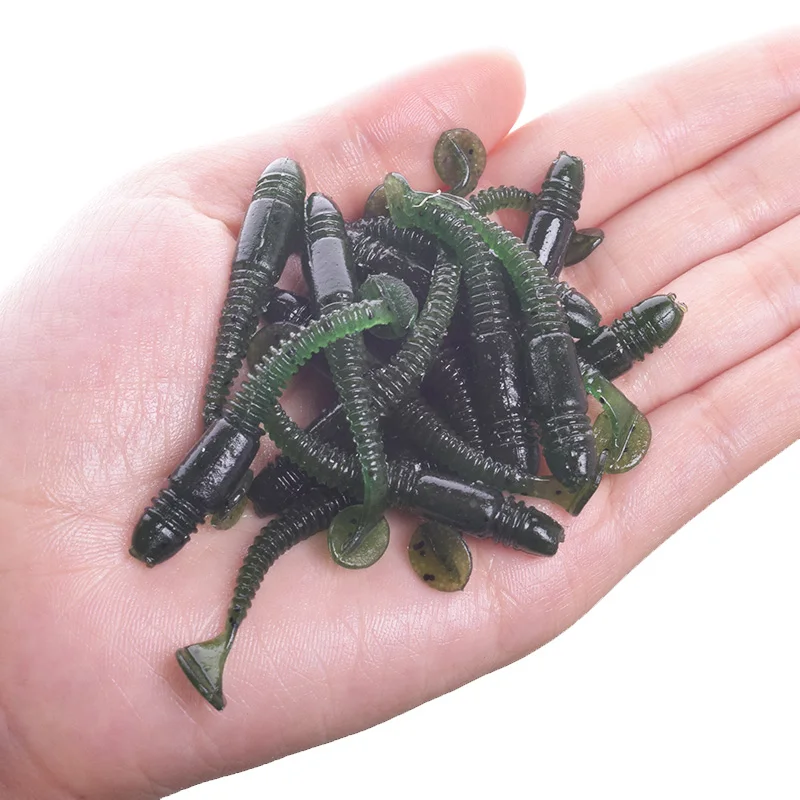 16pcs/Lot Fishy Smell Worm Fishing Soft Lures 5cm 1g Bass Carp Silicone With Salt Artificial Baits Wobbler Swimbait Pesca Tackle