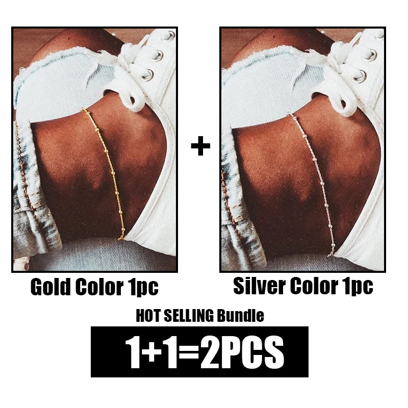 Женский браслет IF ME богемский минималистичный с бусинами и цепочкой на лодыжке