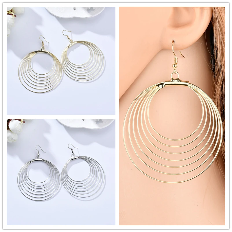 Hyperbole многослойные металлические серьги кольца простые круглые круглый