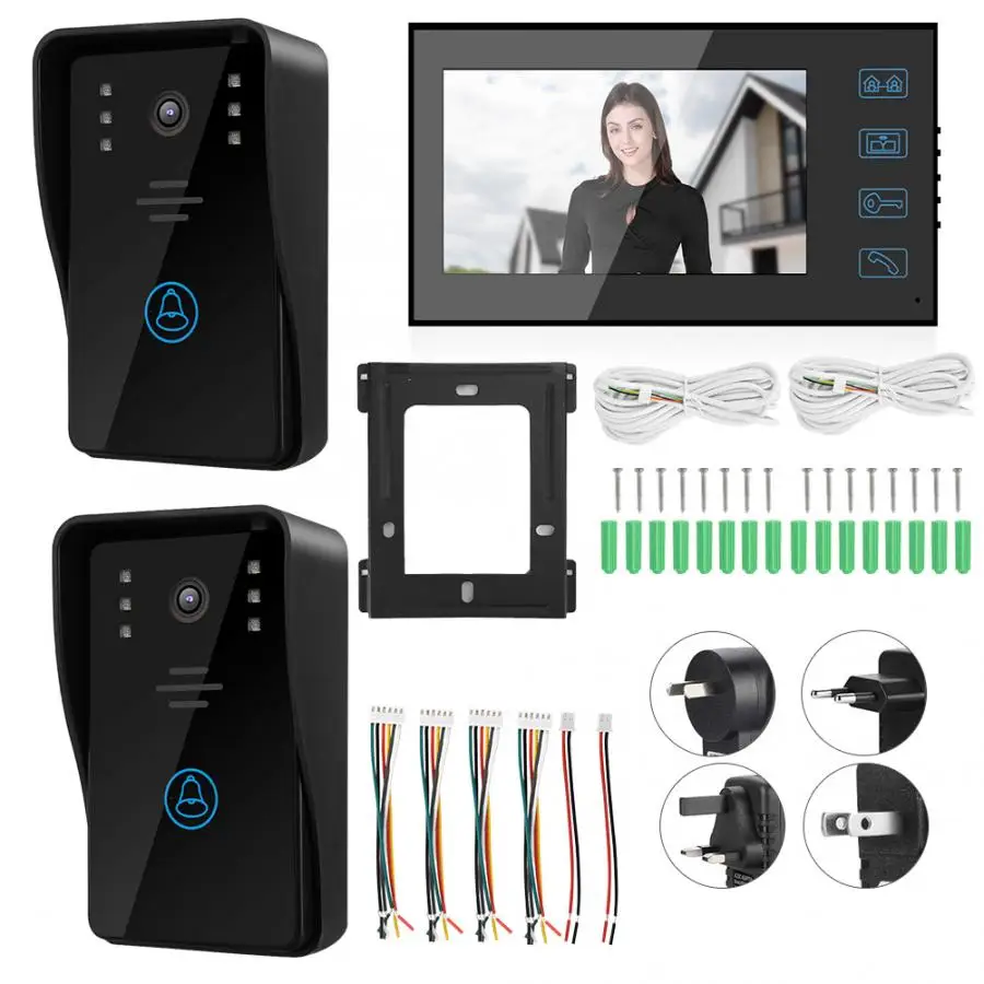 Водонепроницаемый видеодомофон дверной звонок 7 дюймов с Wi Fi 2 ИК камеры 1 ЖК