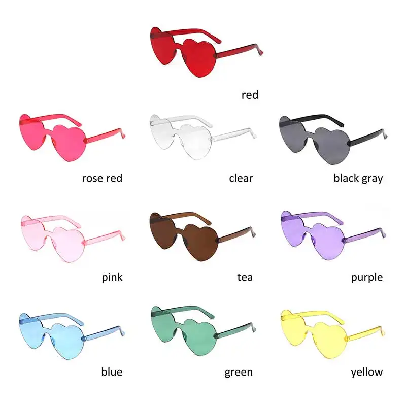 

Q Sunglasses Women Frameless Goggle Candy Color Retro Brand Designer Eyewear Love Heart Luxury Gafas De Sol Mujer Uv400