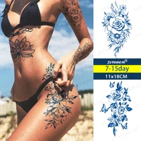 waterproof temporary tattoo sticker juice blue ink sexy flower tattoo geometry body art fake tattoo women men maintain 7 15 day